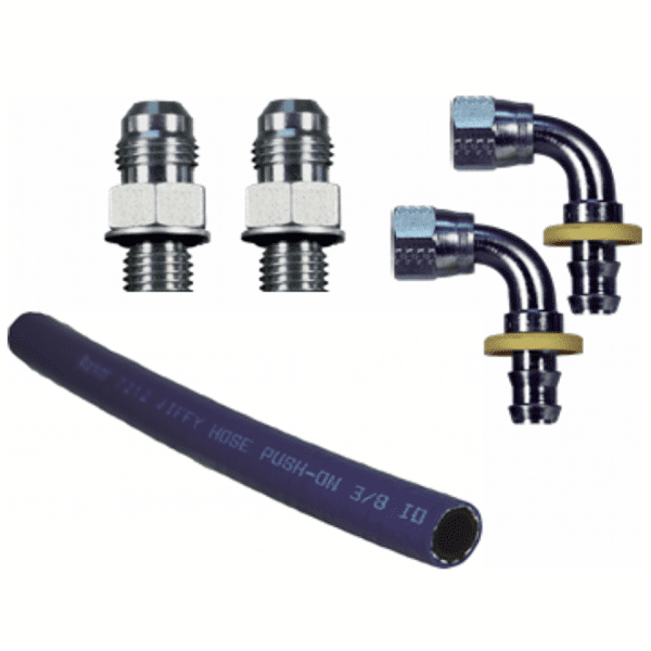 A set of hose and fittings for an air compressor.