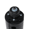 A close up of the top part of a black cylinder.