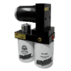A green background with two white cans and a black pump.