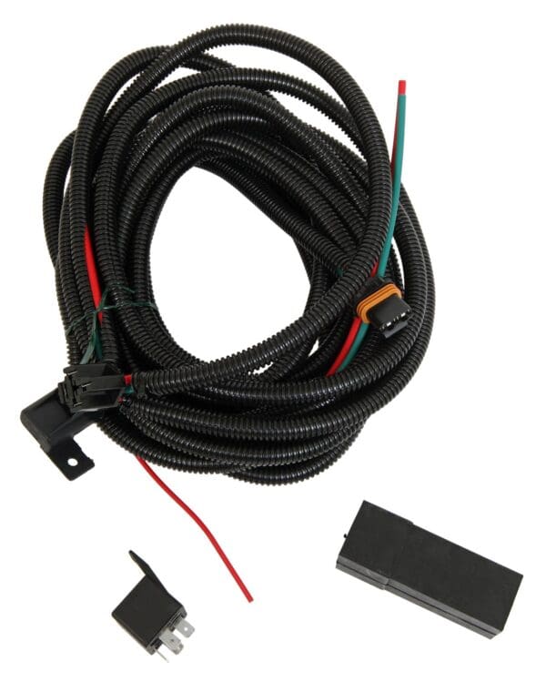 A black wire with wires and a switch