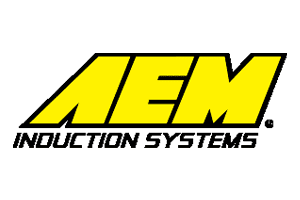 A yellow and black logo for aem induction systems