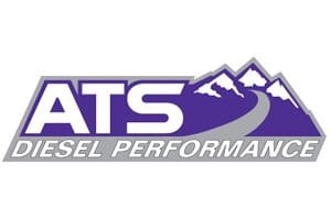 A purple and white logo for ats diesel performance.