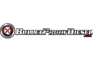 A black and white image of the bullet proof disc logo.