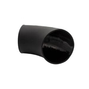 A black pipe with a black cap on it.