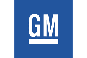 A blue square with the letters gm written in white.