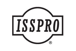 A black and white logo of isspro