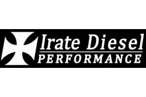 A black and white logo of irate diesel performance.