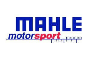 A blue and white logo of mahle motorsport