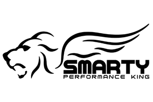 A black and white image of the smart performance logo.