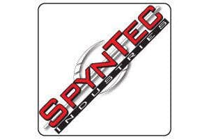 A red and black logo for spytec industries