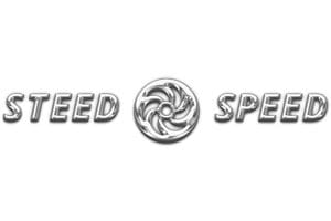 A silver logo that says speed and speed.