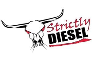 A bull head with horns and the words strictly diesel.