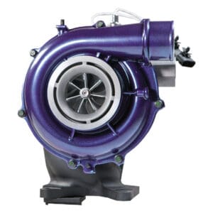 A purple and black car engine with a white background