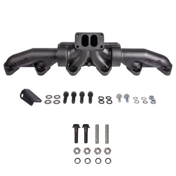 Pulse Flow Exhaust Manifold Kit Fits 94-Early 1998 5.9L Cummins 3-Pc T3 With Turbo Flange Hardware ATS