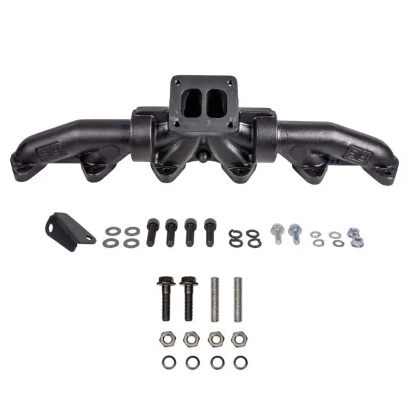 Pulse Flow Exhaust Manifold Kit Fits 98.5-2002 5.9L 24V Cummins 3-Pc T3 With Turbo Flange Hardware ATS