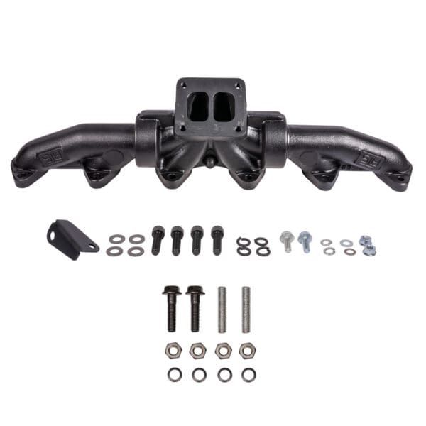 Pulse Flow Exhaust Manifold Kit Fits 94-Early 1998 5.9L Cummins 3-Pc T4 With Turbo Flange Hardware ATS