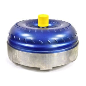 A blue and silver car engine with yellow cap.