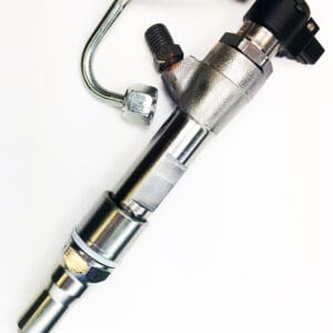 A close up of the fuel injector on a car