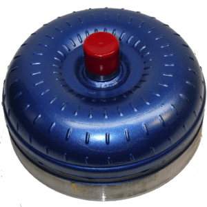 A blue and red plastic bowl with a metal lid.
