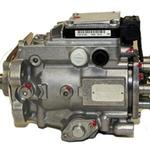 Diesel engine fuel injection pump on white.