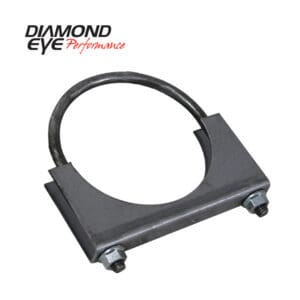 Exhaust clamp with Diamond Eye Performance logo.
