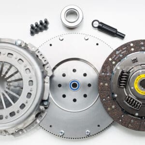 Car clutch kit components on white background.