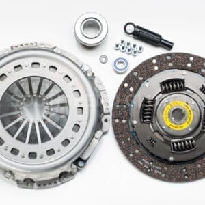 Clutch kit with components on white background.