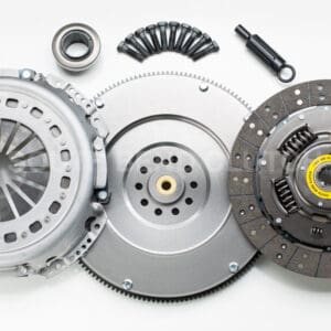 Car clutch kit components on white background.