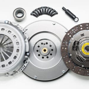 Car clutch kit components on white background.