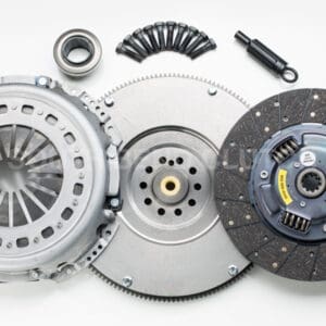 Car clutch kit components on white background.