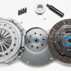 Car clutch kit components on white background.