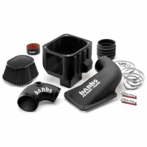 Cold air intake system components on display.