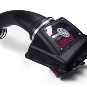 Cold air intake system with red filter.