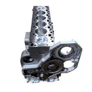 Engine block with visible cylinders and gears.