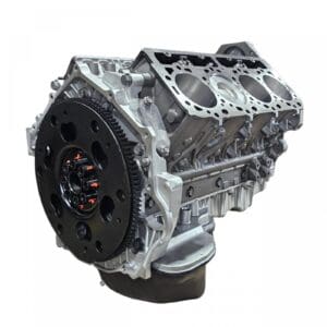 V8 engine block with visible cylinders.