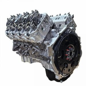 V8 engine with exposed components on display.