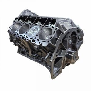 Car engine block with visible cylinders.