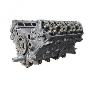 V8 engine block with visible camshaft components.