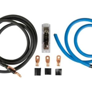 Black and blue cables with connectors kit.
