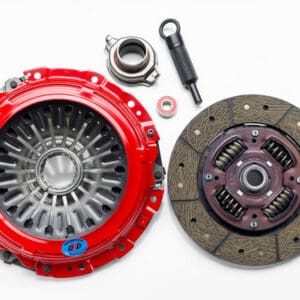 Car clutch kit components on white background.