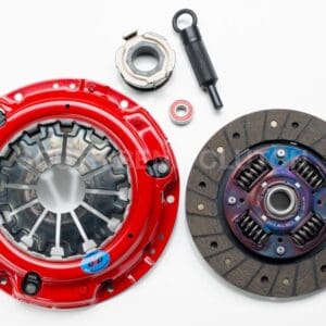 Red clutch kit with various components displayed.