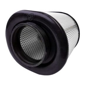 Air filter with black plastic frame.