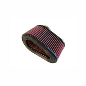 Red and black oval air filter.