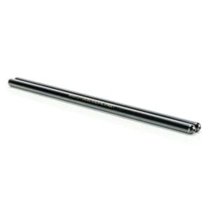 Black metal rod on white background.
