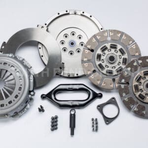 Car clutch kit components on white background.