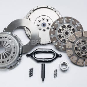 Car clutch kit components on white background.