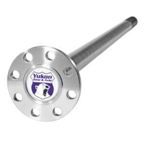 Gear axle with Yukon logo, metal finish.
