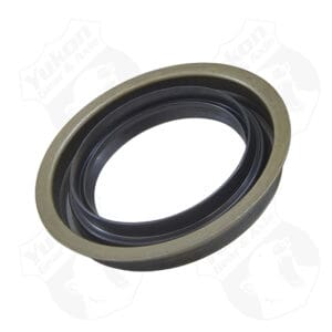 Automotive axle oil seal on white background.
